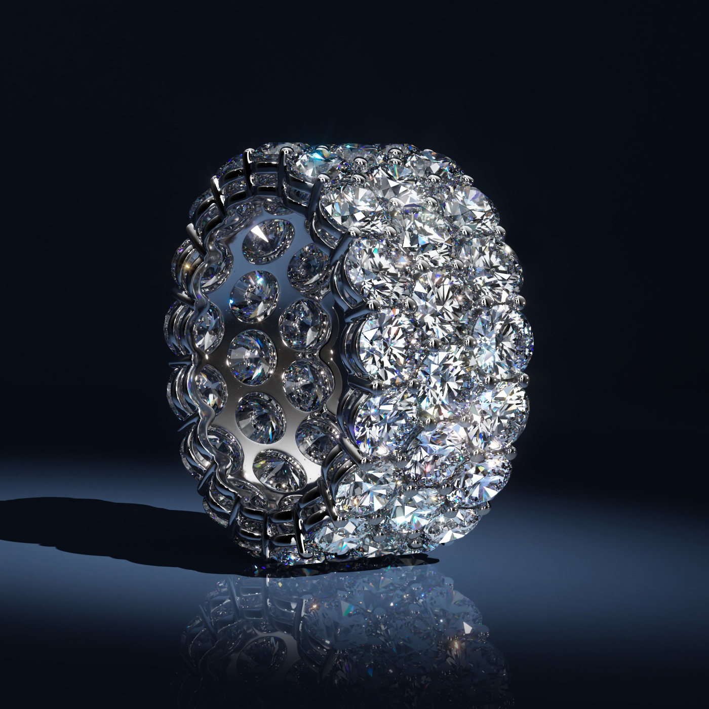 Three row diamond eternity wedding band-signature collection