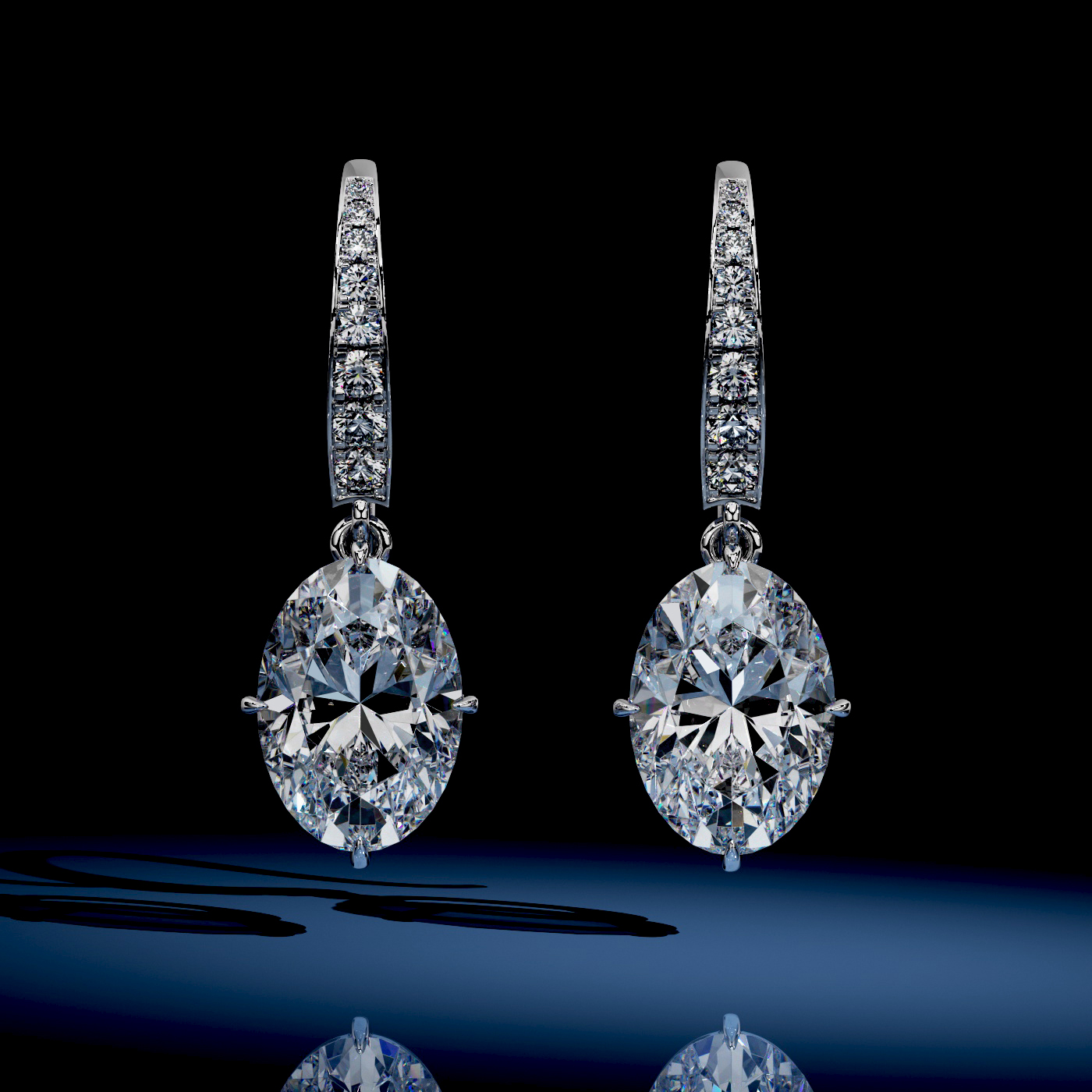 Oval diamond drop earrings – high jewellery collection