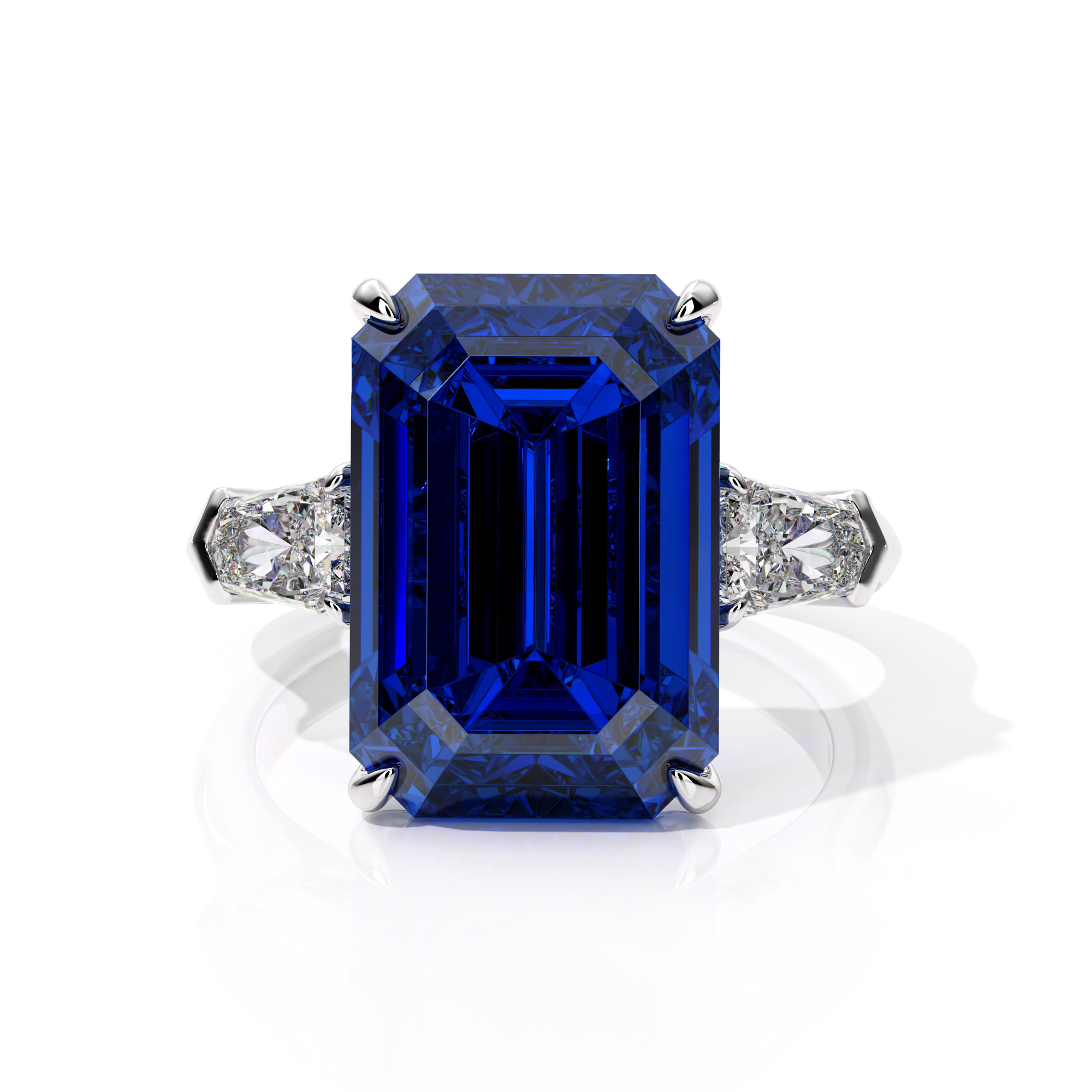 Emerald cut sapphire solitaire ring – high jewellery collection