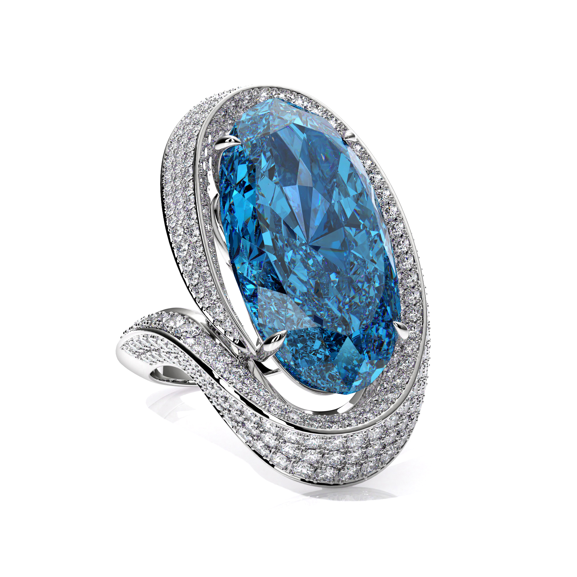 Oval shape aquamarine ring – high jewellery collection